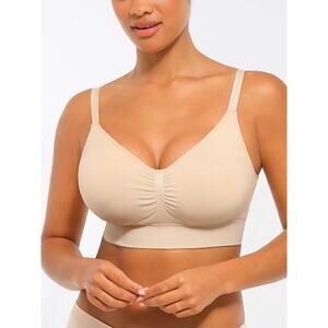 Popilush The Secret to All-Day Confidence Padded Wireless Bra Nude Women's L NWT